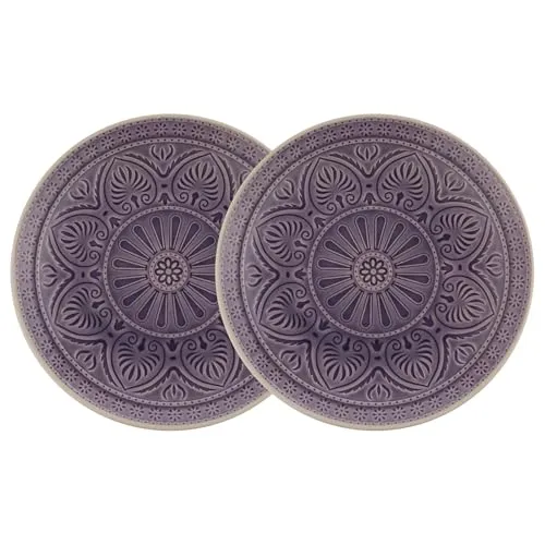 BUTLERS Teller Ø25cm 2er Teller Set SUMATRA Steinzeug Geschirr | Kuchenteller Frühstücksteller Speiseteller Essteller | Exotisch & gemustert | Mikrowellen- & spülmaschinenfest