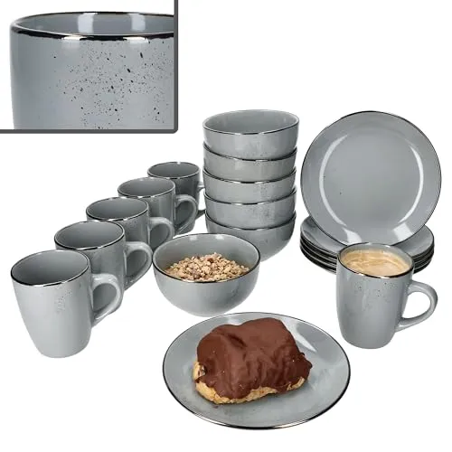 MamboCat Frühstücks-Geschirrset Lucca 18tlg in grau von MamboCat