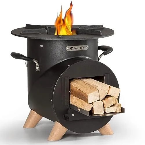 Blumfeldt Feuerstelle mit Grillrost - Grill und Feuerschale für Garten & Terrasse, robust und wetterfest, ideal für unvergessliche Grillabende unter dem Sternenhimmel.