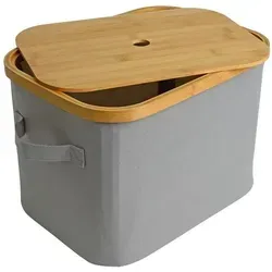 Faltbarer Bambuskorb Aufbewahrungsbox Hellgrau 35x25x24 cm Aufbewahrungskorb
