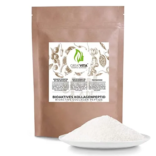 Bioaktives Kollagen Pulver 1.6 kg | Premium Qualität - reines Pulver | Hydrolysat Peptide Typ Collagen Protein - Geschmacktral, ohne Zusätze | GreatVita