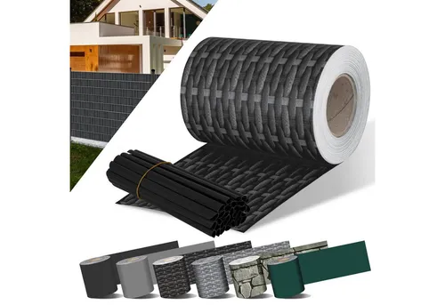KESSER Sichtschutzstreifen aus PVC - Rattan Anthrazit - Sichtschutzstreifen für Doppelstabmatten, langlebig aus PVC und bietet optimalen Sichtschutz für Garten und Terrasse.