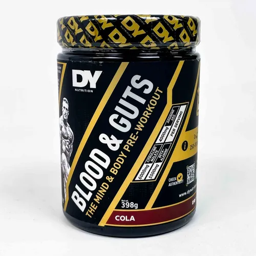 Dorian Yates Blood and Guts, Cola - 398g - Aminosäure Beta-Alanin Pre-Workout mit erfrischendem Cola-Geschmack für maximale Konzentration und Energie im Training.