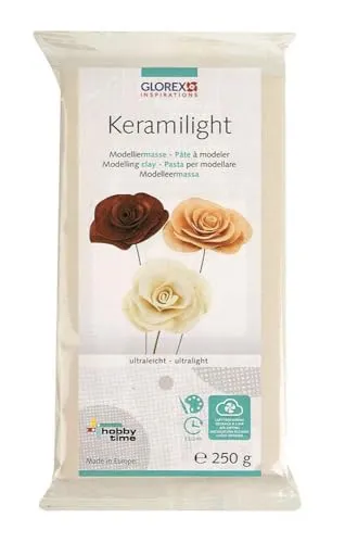 GLOREX 6 8070 501 - Keramilight, 250 g in weiß, ultraleichte, lufttrocknende Modelliermasse, ausgehärtet extrem leicht und hart, ideal für filigrane Teile