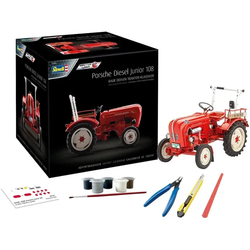 Revell Adventskalender Porsche Junior 108 - Spielzeug-Adventskalender für kreative Bastler ab 10 Jahren. Baue deinen eigenen Porsche Junior 108 Traktor in 24 Tagen mit dem innovativen Easy-Click-System - alles, was du brauchst, ist enthalten!