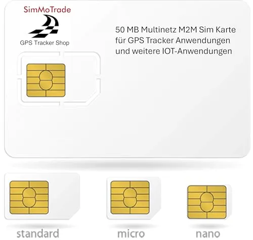 Simmotrade® M2M Multinetz SIM-Karte für GPS Tracker - SIM-Karte für IoT-Anwendungen mit Zugriff auf 540 Mobilfunknetze in 180 Ländern, keine Roaming-Gebühren und ideale Datenabrechnung für GPS Tracker.