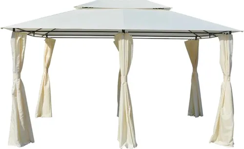 Gartenpavillon mit Gardinen 4x3 m Weiß – Ideal für Feiern im Freien