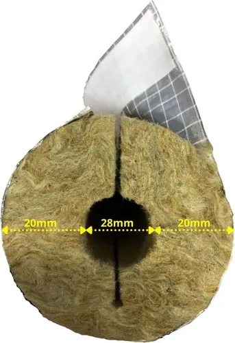 NOMA®WOOL ALU 1m Ø 28 x 20mm GEG 100% Steinwolle alukaschiert