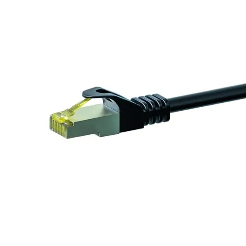 Danicom RJ45 Netzwerkkabel S/FTP (PiMF) - mit CAT 7 Rohkabel - Schwarz - 0,50m, POE, Ethernet, LAN, Patchkabel, Datenkabel, RJ45 - für Serverschränke, Switches, Router, Modems!