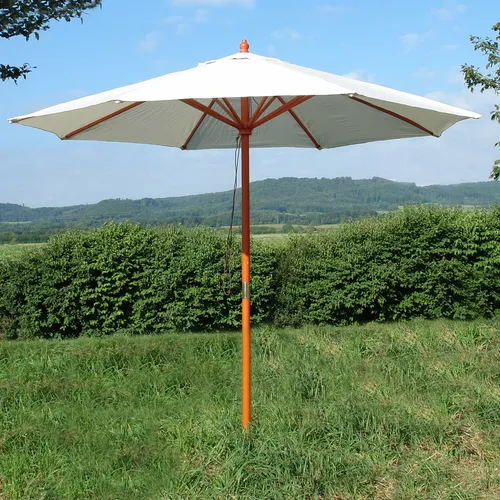 Holz-Sonnenschirm 2,80 m rund in weiß-beige von DEMA