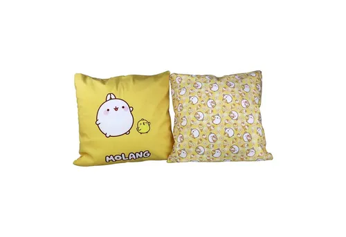 6vibes Kissenbezüge Molang, 2 Stück - Dekokissen mit zwei verschiedenen Seiten 40 x 40 cm, Zierkissen für die Couch vorne Molang & Piupiu, hinten coole Pattern