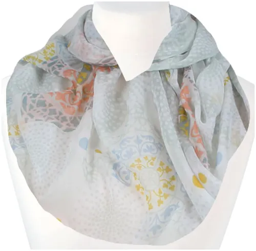 Damen Loop-Schal Schlauchschal feminin Mandala-Muster hellblau ca.70 x 180 cm