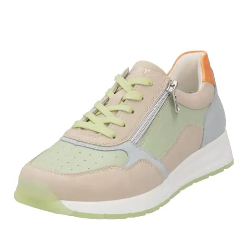 Remonte Damen D2G00 Sneaker Low, Grün, 41 EU - Damen-Sneaker aus echtem Leder mit Komfortweite, herausnehmbarer Einlegesohle und extra weichem Fußbett für höchsten Tragekomfort.