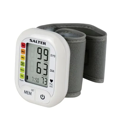 Salter BPW-9101-EU Automatische Digitales Handgelenk-Blutdruckmessgerät - Speicher für 60 Messungen, Erkennung Enregelmäßigen Herzschlags Und Pulsfrequenz, Enthält Handgelenkmanschette 13,5-21,5cm