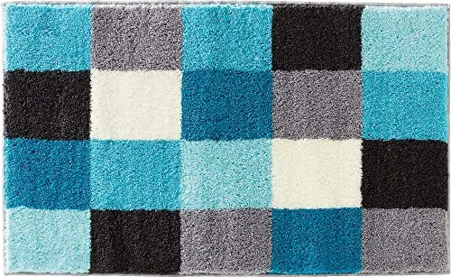 Erwin Müller Badematte Kreta türkis 60x90 cm - Kuscheliger Badteppich mit rutschhemmender Rückseite. Das stilvolle Design in Türkis bringt Farbe ins Bad und sorgt für Komfort. Ideal auch für Fußbodenheizung geeignet.