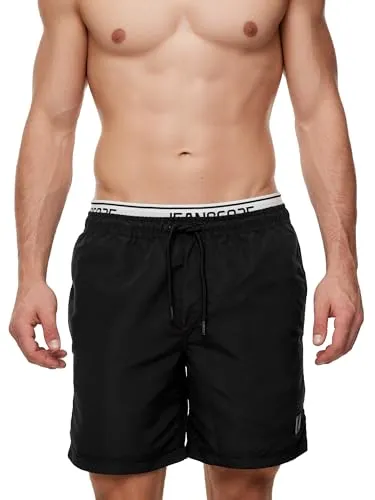Indicode Badeshorts Herren Solomon Schwarz L - Stylische Badeshorts mit elastischem Bund und Kordelzug für optimalen Tragekomfort. Ideal für den Strand oder das Schwimmbad, aus pflegeleichtem und schnell trocknendem Material.
