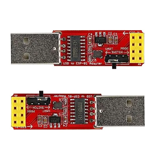 Stemedu 2X USB zu ESP8266 ESP-01 WiFi Adapter CH340G Serial Konverter Programmer für Arduino IoT, UART/PROG Schalter, 3,3V Logic, Sensoren & Home Automation