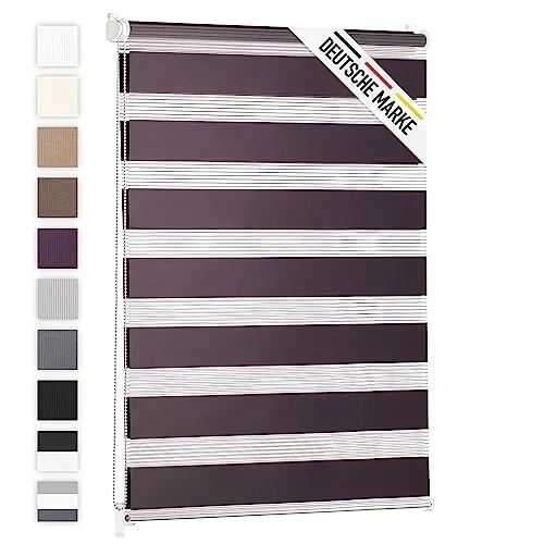 Blumtal Doppelrollo 70 x 155-195cm - Klemmfix Rollo, Rollos für Fenster ohne Bohren, Klemmrollo für Fenster & Türen, Seitenzugrollo, Lila