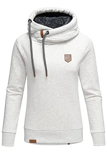 REPUBLIX Damen Kapuzenpullover Sweatjacke Pullover Hoodie Sweatshirt RD-002 Hellgrau Melange XS
