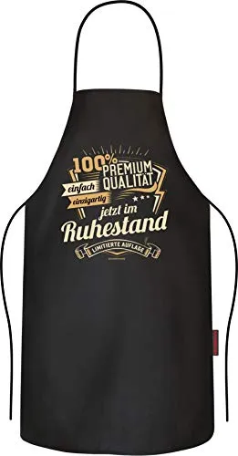 RAHMENLOS Grillschürze Kochschürze Küchenschürze als Geschenk zum Ruhestand - reine Baumwolle
