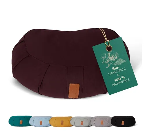 DoYourYoga Yoga Bolster Zafu Halbmondkissen Ganesh - Bolster für Yoga und Meditation, gefüllt mit 100% Bio-Dinkelspelz für optimale Unterstützung und Entspannung in hektischen Zeiten.