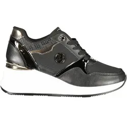 LAURA BIAGIOTTI Damen Sneakers Schwarz - Größe 39 - Elegante Damensneaker in Schwarz aus hochwertigem Kalbsleder. Mit 4 cm Absatzhöhe und herausnehmbarem Fußbett ideal für den Alltag. Stilvolle Details und praktischer Schnürverschluss machen sie zum perfekten Begleiter für modebewusste Damen.