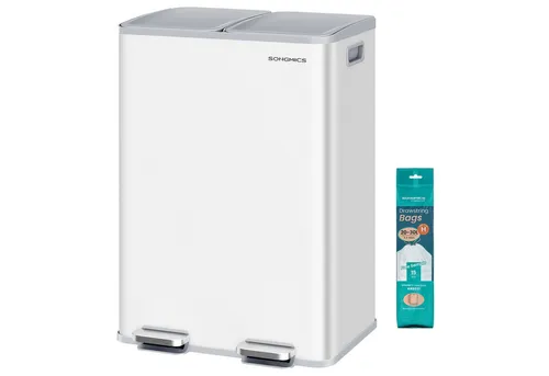 SONGMICS Mülleimer Mülltrennsystem, Mülleimer Küche, 2 x 30 Liter, 2 Fächer, Abfalleimer, Softclose