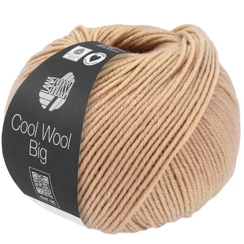 LANA GROSSA Cool Wool Big | Extrafeine Merinowolle waschmaschinenfest und filzfrei | Handstrickgarn aus 100% Schurwolle (Merino) | 50g Wolle zum Stricken & Häkeln | 120m Garn FB 1037