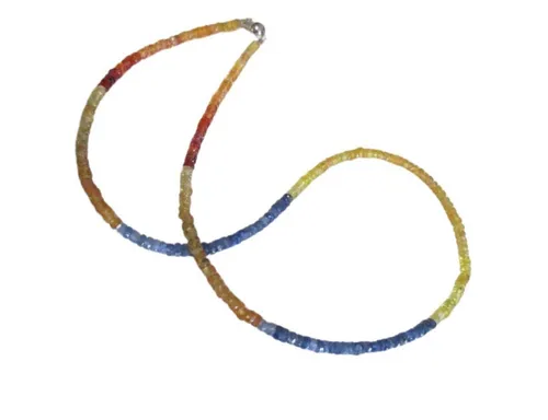 Edelschmiede925 Kette ohne Anhänger Edelsteinkette Saphir multicolor m 585 WG Schließe