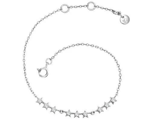 Glanzstücke München Silberarmband Sterne - Elegantes Ankerarmband aus 925er Sterlingsilber mit funkelnden Zirkoniasteinen, ideal für jeden Anlass. Dank Verlängerungsstück individuell anpassbar und perfekt für Damen.
