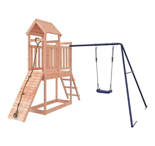 vidaXL Spielturm aus Massivholz Douglasie - Spielplatz für den Garten, aus langlebigem Douglasien-Massivholz, bietet unendlichen Spaß mit Kletterwand, Schaukel und Sandkasten für Kinder von 3-8 Jahren.