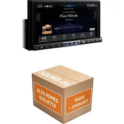 Autoradio Einbaupaket Alpine iLX-705D passend für Alfa Romeo Giulietta 940 + Blaupunkt/Bosch/Delphi/VDO mit LFB mit Soundsystem | Wireless Apple C...