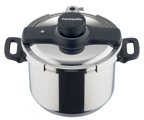 Hanseatic Schnellkochtopf hanseatic, Edelstahl 18/10 (4-tlg), Schnellkochtopf mit Dämpfeinsatz und Glasdeckel, Inhalt ca. 6 Liter