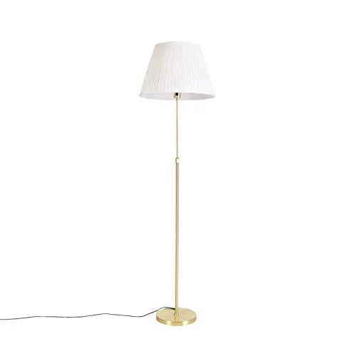 QAZQA Vintage Stehleuchte Gold mit plissiertem Schirm in gelb von QAZQA