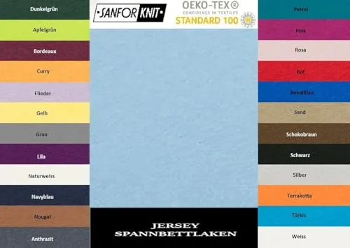 EXKLUSIV HEIMTEXTIL Jersey Spannbettlaken 140 x 200 cm Hellblau 100% Baumwolle Öko - Tex Zertifiziert Bed-Sheet Bettlaken Spannbetttuch