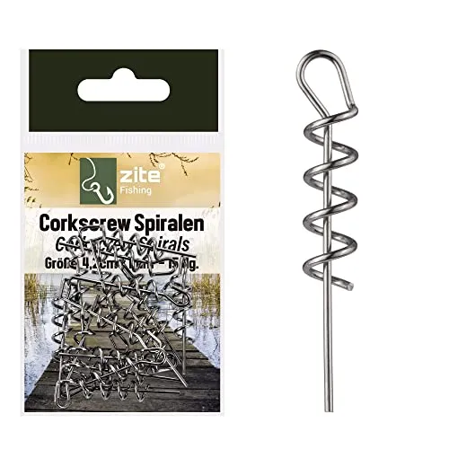 Zite Fishing Cork-Screw Spiralen 15 Stück - Hochwertige Softbait-Spiralen im Sortiment 4,2cm x 1mm - Ideal für Gummifisch-Angeln