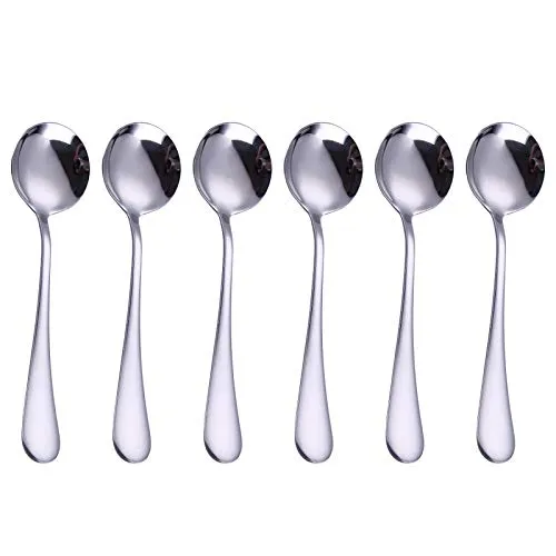 VANRA 6 PCS Esslöffel Set 19cm Suppenlöffel Edelstahl Rundlöffel für Erwachsene,Polierte Oberfläche & Spülmaschinenfest