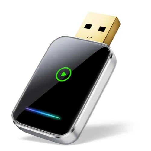 Bunog Kabelloser CarPlay-Adapter für iPhone, Konvertieren Sie kabelgebundenes CarPlay in kabelloses CarPlay, Plug-and-Play, kleine Größe, stabile Leistung, automatische Verbindung, USB und USB-C/Typ-C