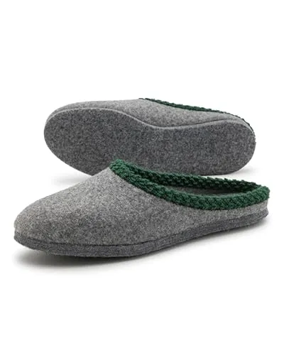 Filzpantoffeln Unisex Grau 36 - Hausschuhe aus echtem gewalkten Filz, warm & weich mit ergonomischem Fußbett für optimalen Komfort - ideal für Damen und Herren, handmade in Germany.