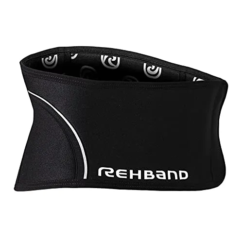 Rehband Rückenbandage Schwarz, Rückenstützgürtel aus 5mm SBR/Neopren, Stabilisationsgürtel für Rücken & Lendenwirbelsäule, Farbe:Schwarz, Größe:XL