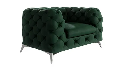 S-Style Chesterfield-Sessel Kalina mit Silber Füßen - Eleganter Chesterfield-Sessel aus hochwertigem Samt mit Wellenfederung. Die schlanken Silber Füße verleihen Stabilität und eine luxuriöse Optik, ideal für stilvolle Wohnräume.