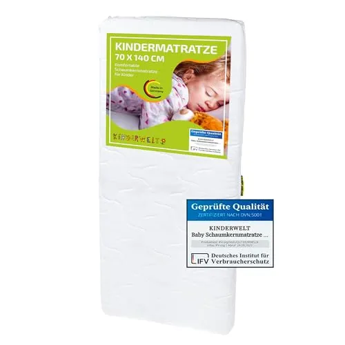 KiNDERWELT Kindermatratze 70x140 cm - Matratzen für Babybetten, hochwertige Schaumkernmatratze für optimalen Schlafkomfort und hypoallergene Materialien, Made in Germany.