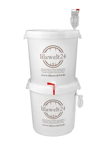 lilawelt24 2X 30l Kompletter Gärbehälter/Gäreimer Eimer Fermentation Gärfass Gärballon Bier, Wein TOP !!