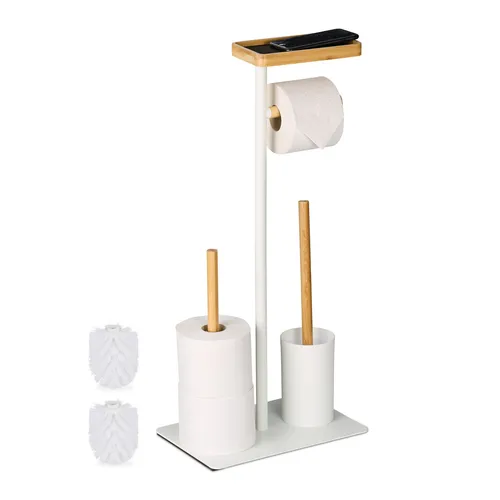 Relaxdays WC Garnitur aus Bambus und Eisen