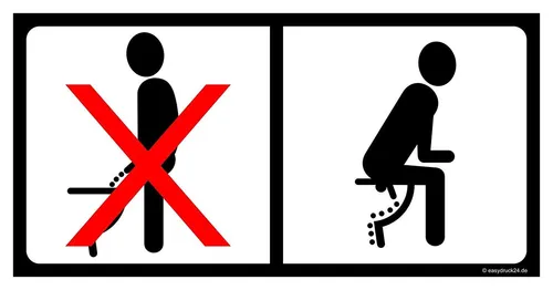 Toiletten-Aufkleber Bitte im Sitzen pinkeln - Modernes Badezimmerzubehör, fördert Hygiene und Sauberkeit, einfach anzubringen und sorgt für ein angenehmes Toilettenerlebnis.