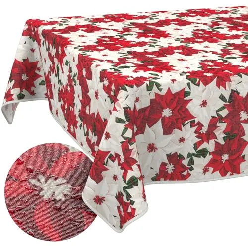 Abwaschbare Tischdecke Christmas Flower Rund 120cm in rot von ANRO