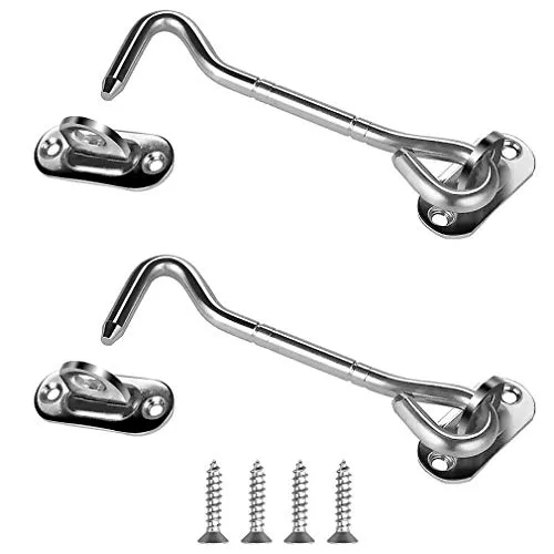 drado 2St Edelstahl Sturmhaken Kabinenhaken mit Öse, Schloss Haken für Sichern und Halten offener Schuppentüren, Gartentore, Schranktüren und Fenster