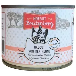 Hofgut Breitenberg Cat Ragout von der Henne | 12x180g - Katzenfutter mit Huhn, Leber, Kürbis & Karotten - Hochwertiges, schmackhaftes Nassfutter für gesunde Katzenernährung.