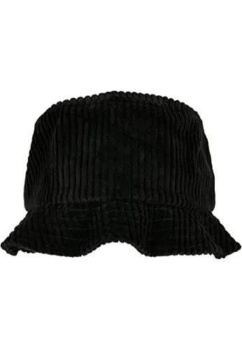 Flexfit Unisex 5003BC-Big Corduroy Bucket Hat - Schwarz, Einheitsgröße - Fischerhüte für Herren, stylischer Corduroy Bucket Hat für einen trendigen Look und optimalen Sonnenschutz.