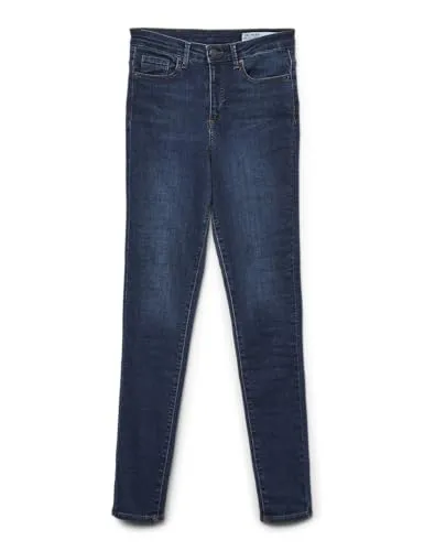 VERO MODA Damen Jeans 10193326 Medium Blue Denim - Stylische Skinny Jeans für jeden Anlass - Jeans, Vmsophia Hw Skinny Jeans mit hoher Taille und figurbetontem Schnitt, perfekt für einen trendigen Look.